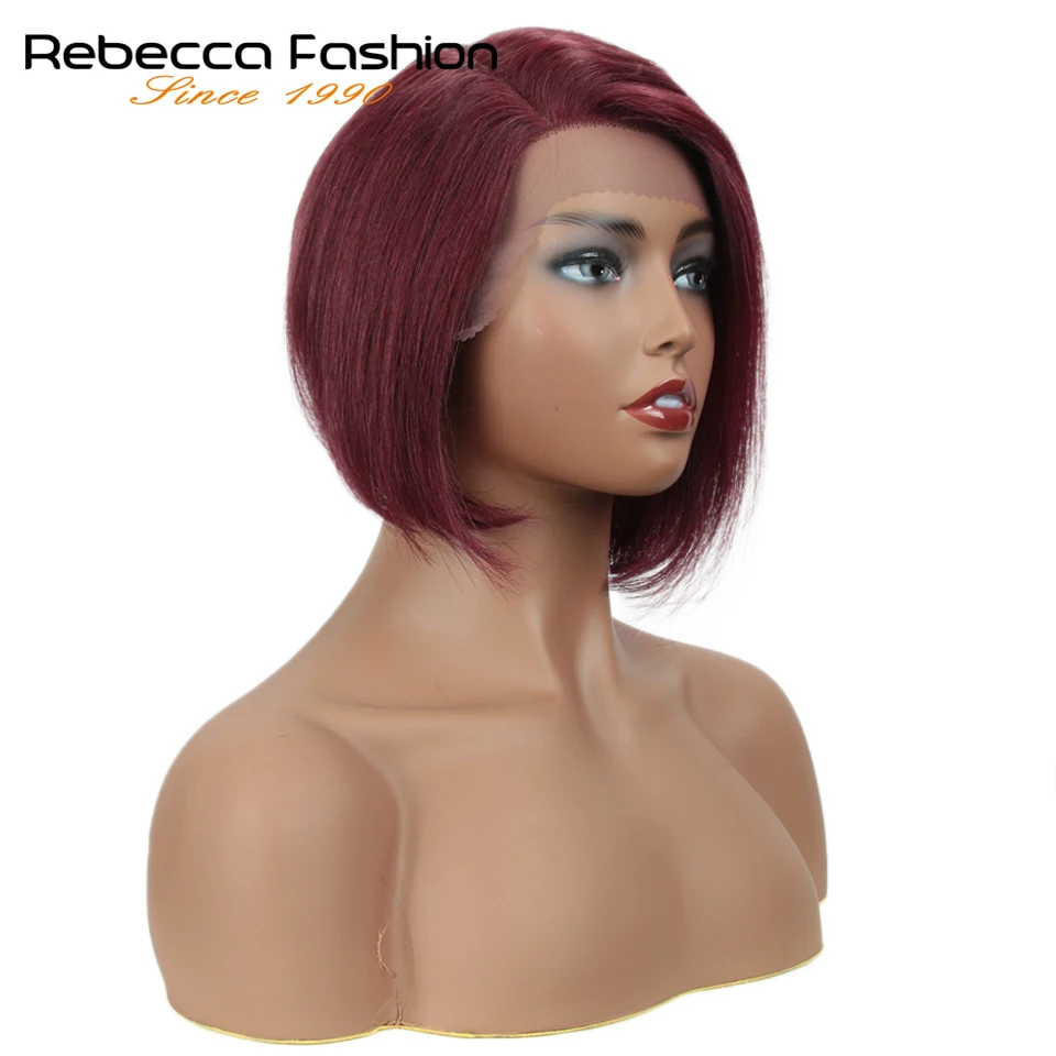 Rebecca, левая часть, перуанские волосы Remy, прямые, Боб, кружевные волосы, парики, короткие, цветные, цветные, разноцветные, человеческие волосы, парики на шнуровке, мода, Wgs
