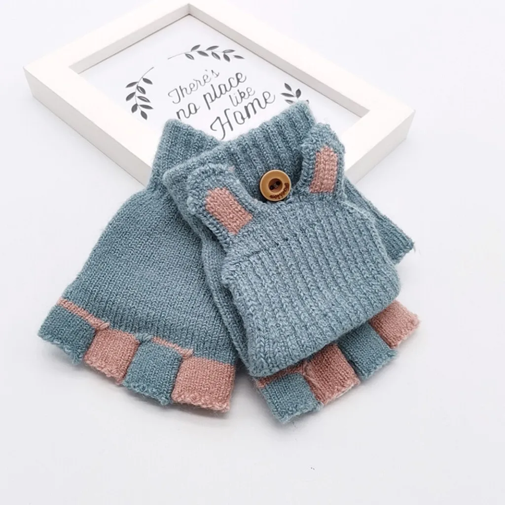 Детские зимние перчатки; детские теплые вязаные перчатки с откидной крышкой; хлопковые перчатки без пальцев; перчатки для снежной погоды; детские перчатки