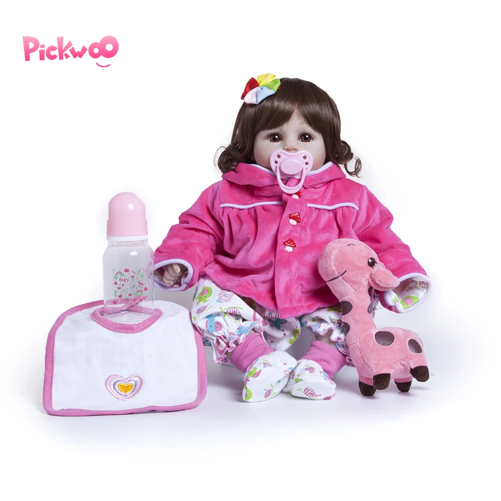 

Pickwoo 18 inch 48cm bebes reborn doll Baby girl Dolls soft Silicone Boneca Reborn Brinquedos Bonecas children's day gifts toys