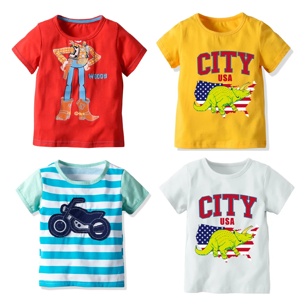 

2019 BOY'S Clothes with Short Sleeves Children Baby All-cotton T-shirt Big Boy Summer T-shirts