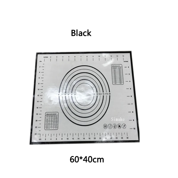 black-60-40 High-Quality Collapsible Non-stick Silicone Baking Mat Kneading Dough Pad Baking Tray Inner Liner Kitchen Cooking Tools - Цвет: black-60-40