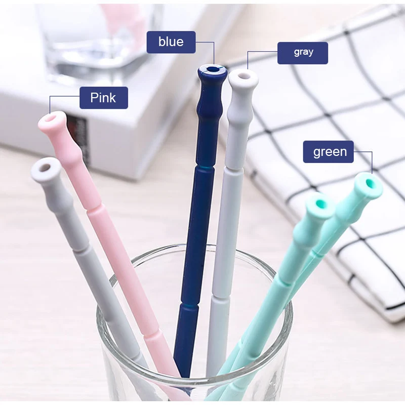 Reusable Silicone Straws Portable Collapsible Drinking Straw with Carrying Case Cleaning Brush BJStore