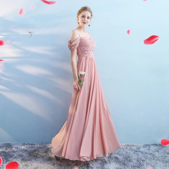 

Solid Colour Pink Evening Party Dress For Young Lady Slash Neck Floor Length Women Mesh Dress Hollow Out Women Maxi Gown