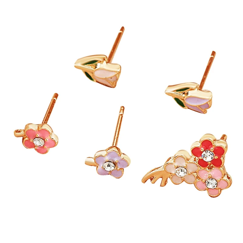 Flower earrings set cute simple metal dripping fashion fun geometric accessories women