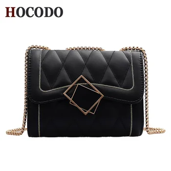 

HOCODO Pu Leather Solid Color Crossbody Bags For Women 2019 Chain Plaid Shoulder Messenger Bag Female Handbags Cell Phone Purses