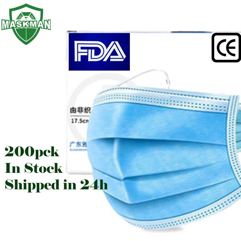 

200pcs Disposable Mouth Face Mask 3ply Prevent Bacteria Mask Protect Masks Pollustion Pollution Face Masks Bacteria Proof Flu