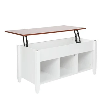 

[US-W]Lift Top Coffee Table Modern Furniture Hidden Compartment and Lift Tabletop Brown White