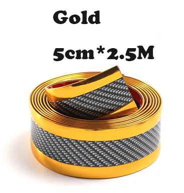 Аксессуары для Skoda Kodiaq, автомобильные наклейки на порог из углеродного волокна и резины, защитные товары, аксессуары для стайлинга автомобилей - Название цвета: Gold 5cm X 2.5M