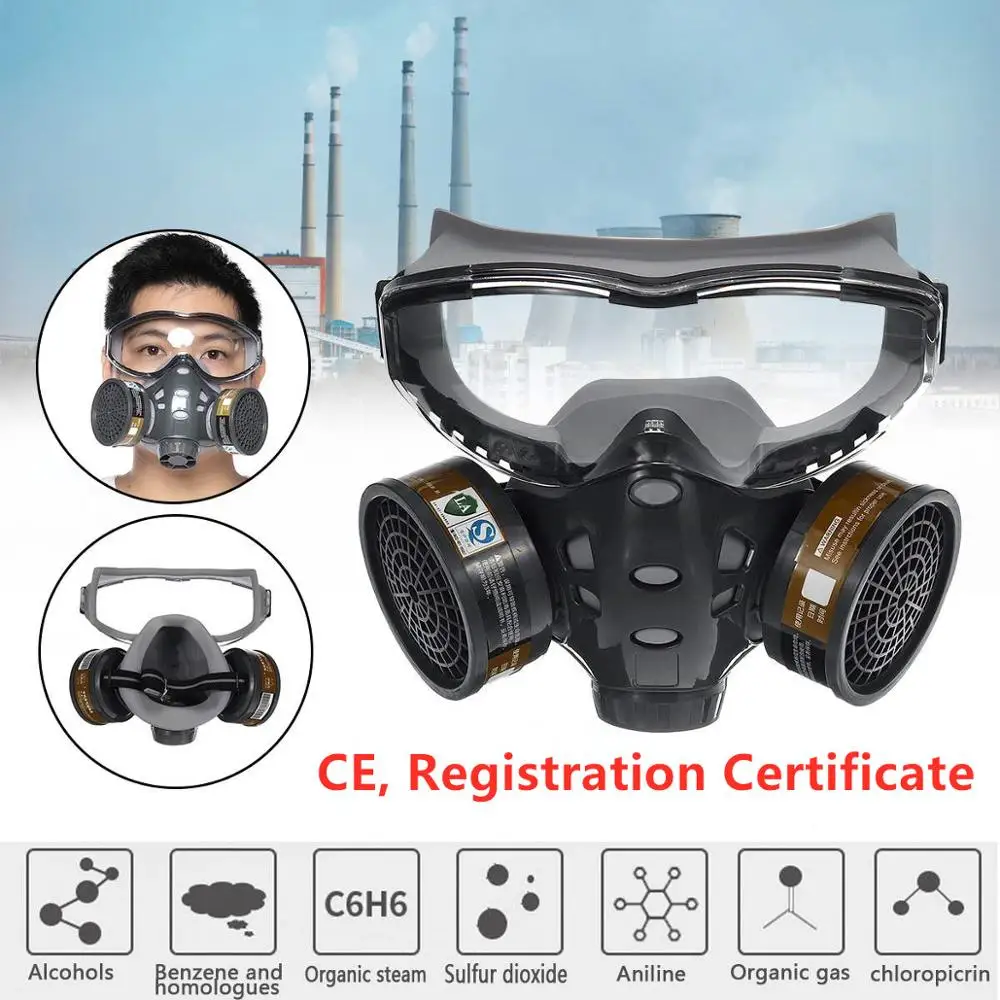 

Respirator Protection Gas Mask For Dust Painting Full Face Filter Masks With Glasses CE Certification Mascarilla