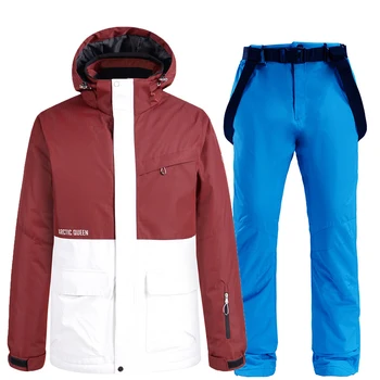 

Ski Suit Women Red White Snowsuit Snowboard Suit For Men Women Couple Windproof Ski Pants Waterproof Warm Thickened Ski Suit