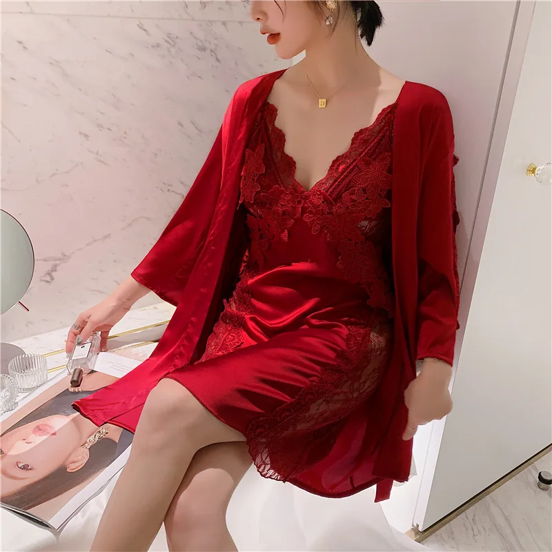 Комплект ночной рубашки для женщин комплект из 2 предметов пижама с V-образным