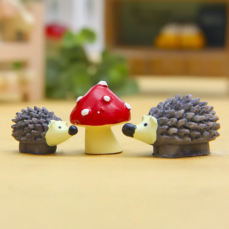 

3 Pieces Combination Hedgehog Mushroom DIY Landscaping Mini Landscape Gardening Succulent Doll Embellishment Hot Selling