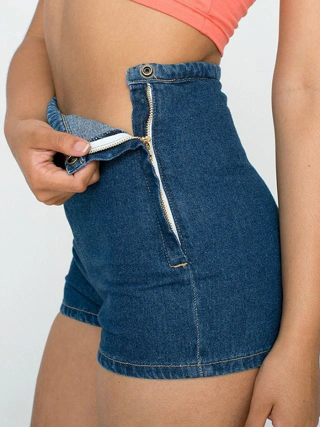 New Sexy Women Slim High Waist Jeans Denim Tap Short Hot Shorts Tight A Side Button