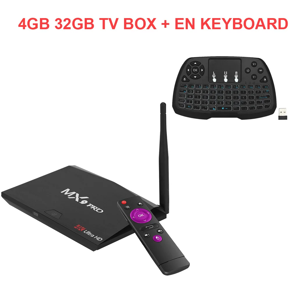 MX9 Pro tv box android 8,1 4 Гб ОЗУ 32 Гб ПЗУ RK3328 четырехъядерный 2,4G/5G WiFi Bluetooth 4,1 смарт-приставка HDR10 4K медиаплеер - Цвет: 4G 32G EN Keyboard