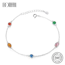 DOTEFFIL, новинка, 925 пробы, серебряная цепочка и звенья, браслеты для женщин, хорошее ювелирное изделие, вечерние, красочные, женский браслет, серебряный