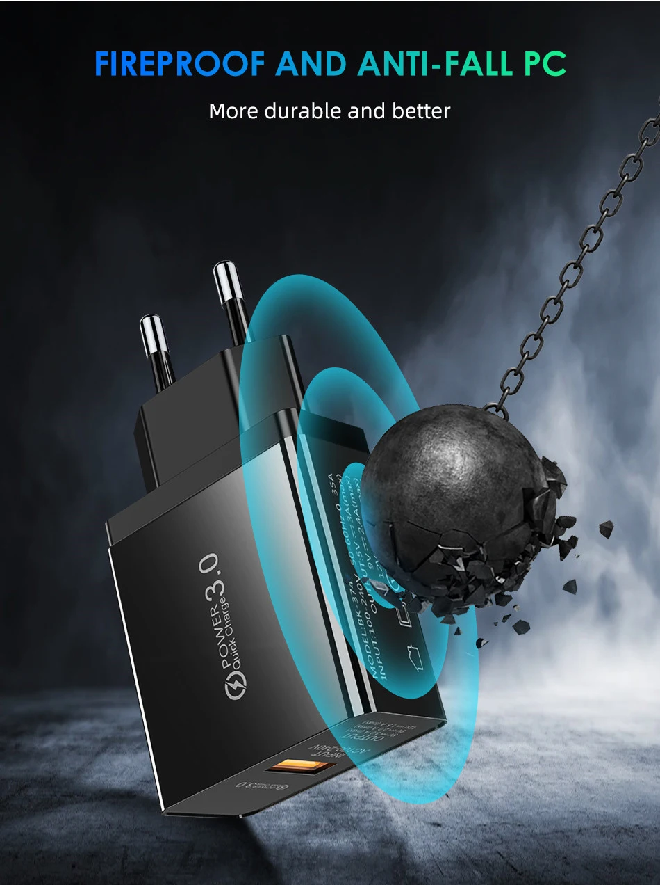 USLION быстрое зарядное устройство 3,0 USB зарядное устройство для samsung A50 A30 iPhone 11 Pro Max huawei QC 3,0 адаптер для быстрой зарядки мобильных телефонов