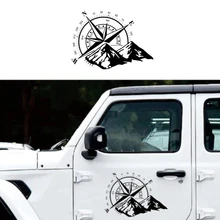 48x34cm Car Black Off Road Compass Snow Mountain Decal Hood Graphic Vinyl Decorative Sticker
