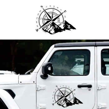 

48x34cm Car Black Off Road Compass Snow Mountain Decal Hood Graphic Vinyl Decorative Sticker