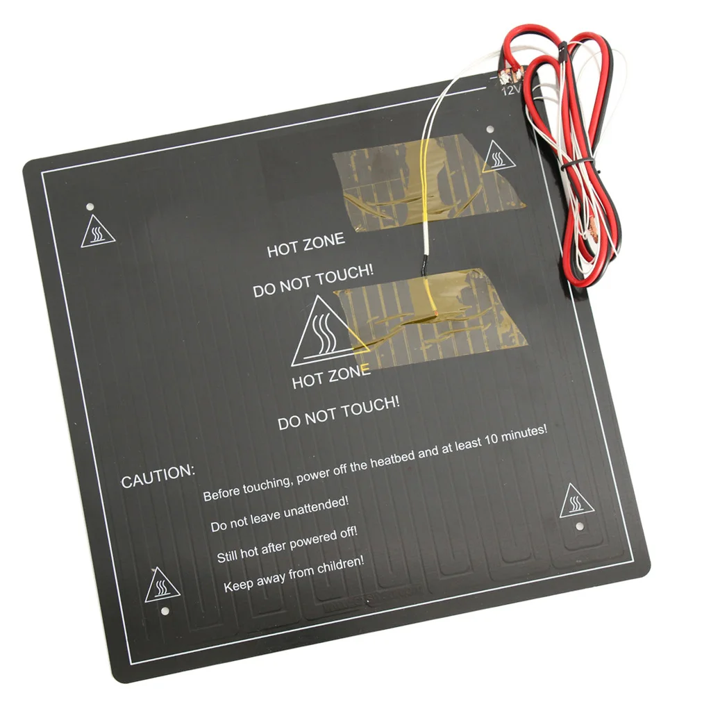 3D Printer Aluminum Heated Bed 12V Hot Bed with Thermal Cable for CR-10 Black 300*300*3mm
