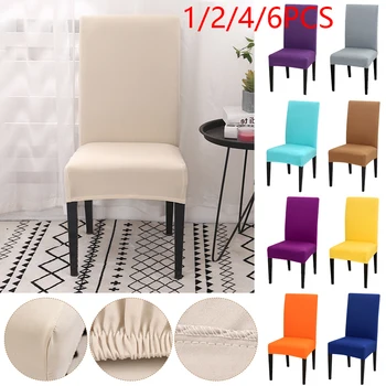 

1/2/4/6PCS Solid Color Stretch Spandex Dining Room Chair Covers Slipcover Living Room Home Party Wedding Decoration Chair Cover