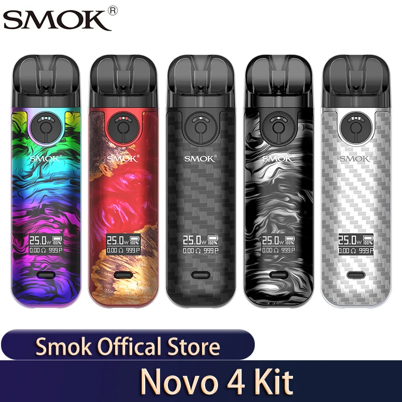 SMOK NOVO-Kit de vapeo Original de 4 Pod, 2ml, 25W, 800mAh, batería integrada, carga rápida tipo C, vaporizador de cigarrillo electrónico, sistema Pod VW