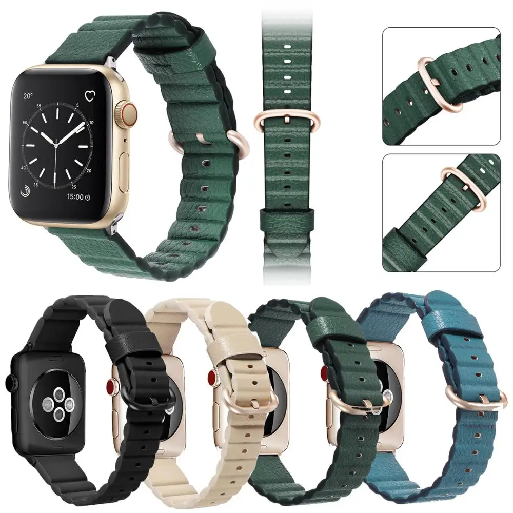 Модный ремешок из натуральной кожи для Apple Watch 42 мм 38 мм 40 мм 44 мм для iWatch ремешок серии 1 2 3 4 5