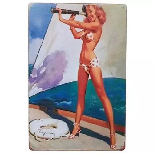 

Sexy Lady Metal Sign Vintage Iron Painting Wall Decor Pin Up Girl Metal Tin Sign Beach House Seaside Gulf Bar Iron Poster