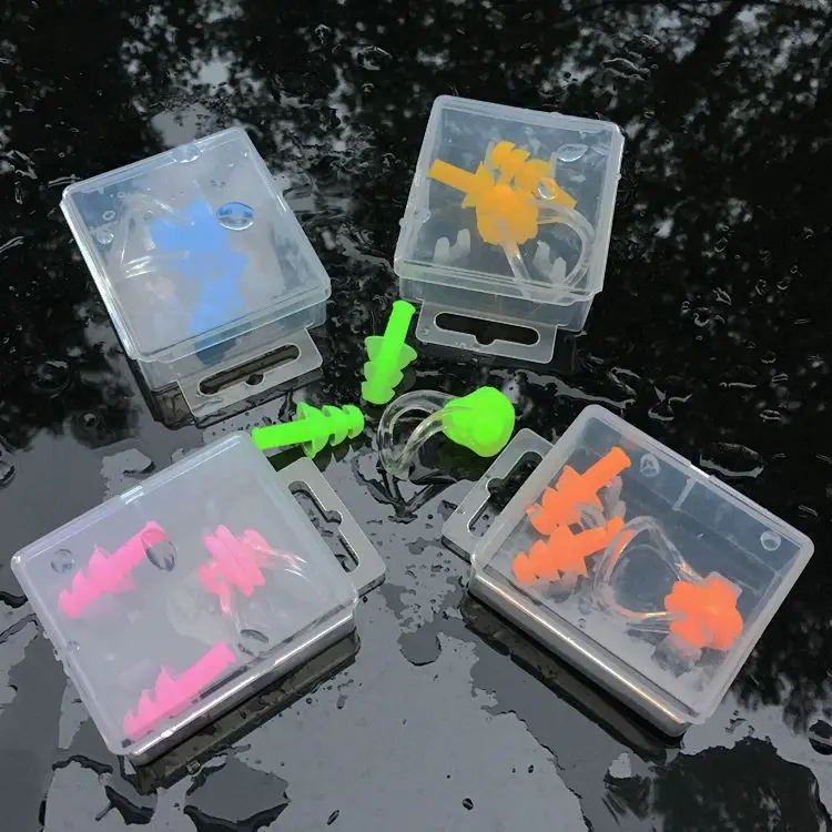 [Nose Clip And Ear Plug] Boxed Waterproof Swimming Earplug Nasal Splint Soft Silicone Adult Children Otitis Media Shampoo Bath
