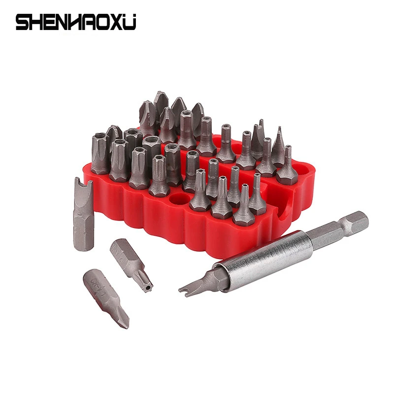 33Pcs Di Sicurezza A Prova Di Manomissione Bit Chiave Tri Ala Torx Hex Star Chiave Cacciavite Bit Magnetico Vite Del Supporto Driver Bit