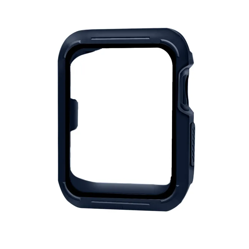 ТПУ чехол для Apple watch Case Apple watch 4/5 44 мм 40 мм силиконовые защитные часы бампер матч спортивный ремешок аксессуары 44 40 - Цвет: Dark blue black