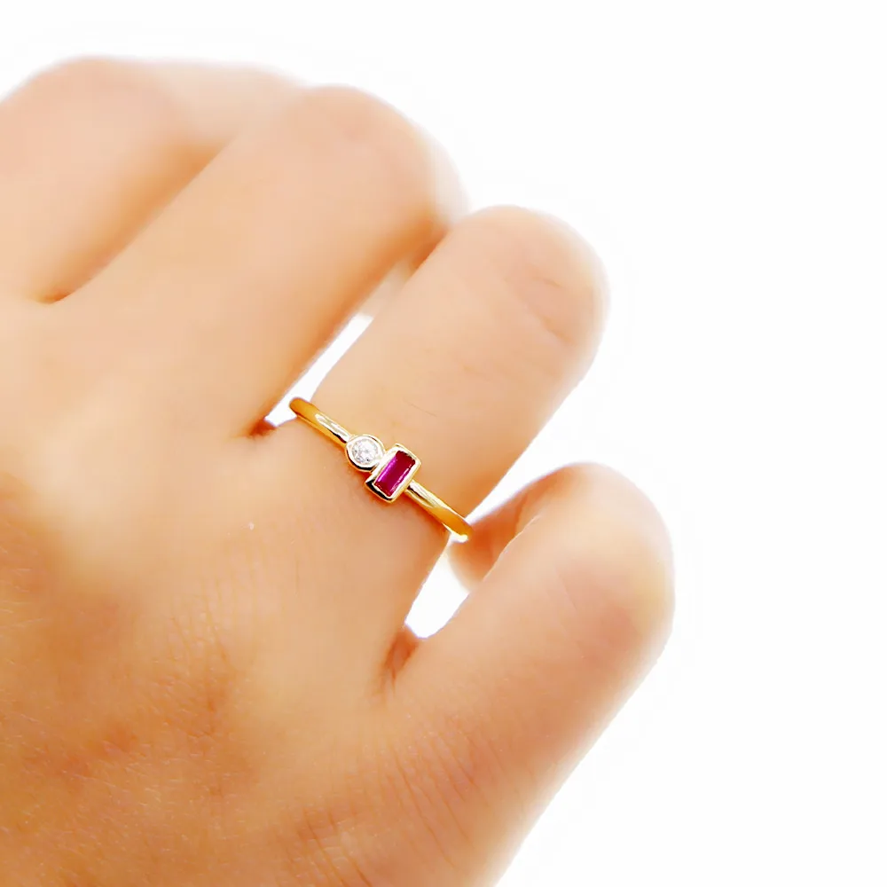 

high quality simple Engagement thin Rings Cubic Zirconia Rings minimal Red cz Jewelry Wedding Ring Women jewelry For Party gift
