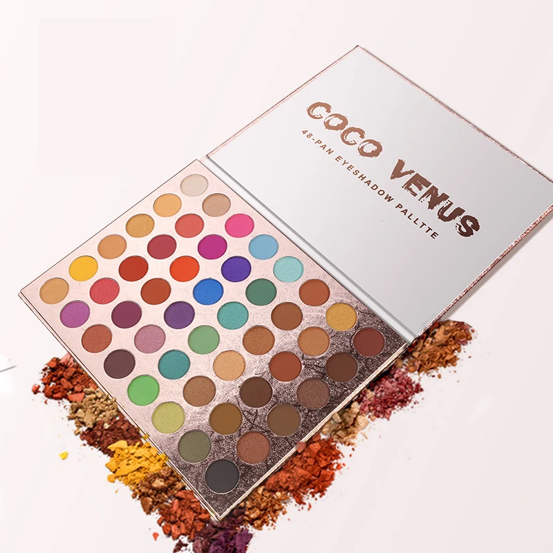 Очарование красоты глазурованные 48 цветов Тени для век Палитра Bling Gold Eye Makeup Shimmer МАТОВЫЕ блестки тени для век для макияжа Палитра