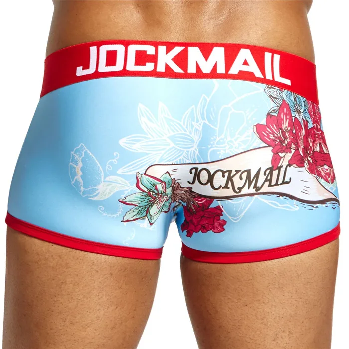 JOCKMAIL, сексуальное мужское нижнее белье, боксеры, игривый принт, гей нижнее белье, calzoncillos hombre, мужские трусы, Cueca, боксеры, мужские трусы - Цвет: JM414-SkyBlue