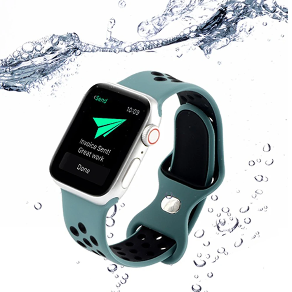 Silicone Strap For Apple Watch Band 44mm 40mm 42mm 38mm 44 mm watchband Breathable bracelet Apple watch 6 Strap iWatch 7 5 4 se