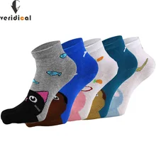 Оригинальные хлопковые носки с пальцами для женщин и девочек; носки с пятью пальцами; милые короткие носки в стиле Харадзюку с изображением панды, кролика, кота; 5 пар/лот; милые модные носки