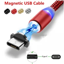 Светодиодный магнитный кабель usb type-C для быстрой зарядки и передачи данных для Motorola Moto One Macro G8 LG G7 Thinq htc U11 Redmi 8 Oppo Reno Z F