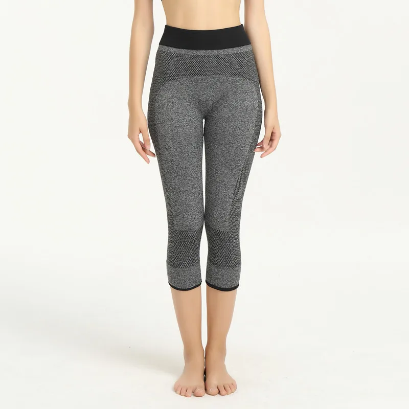 Летние бесшовные леггинсы спортивные женские штаны для йоги с высокой талией