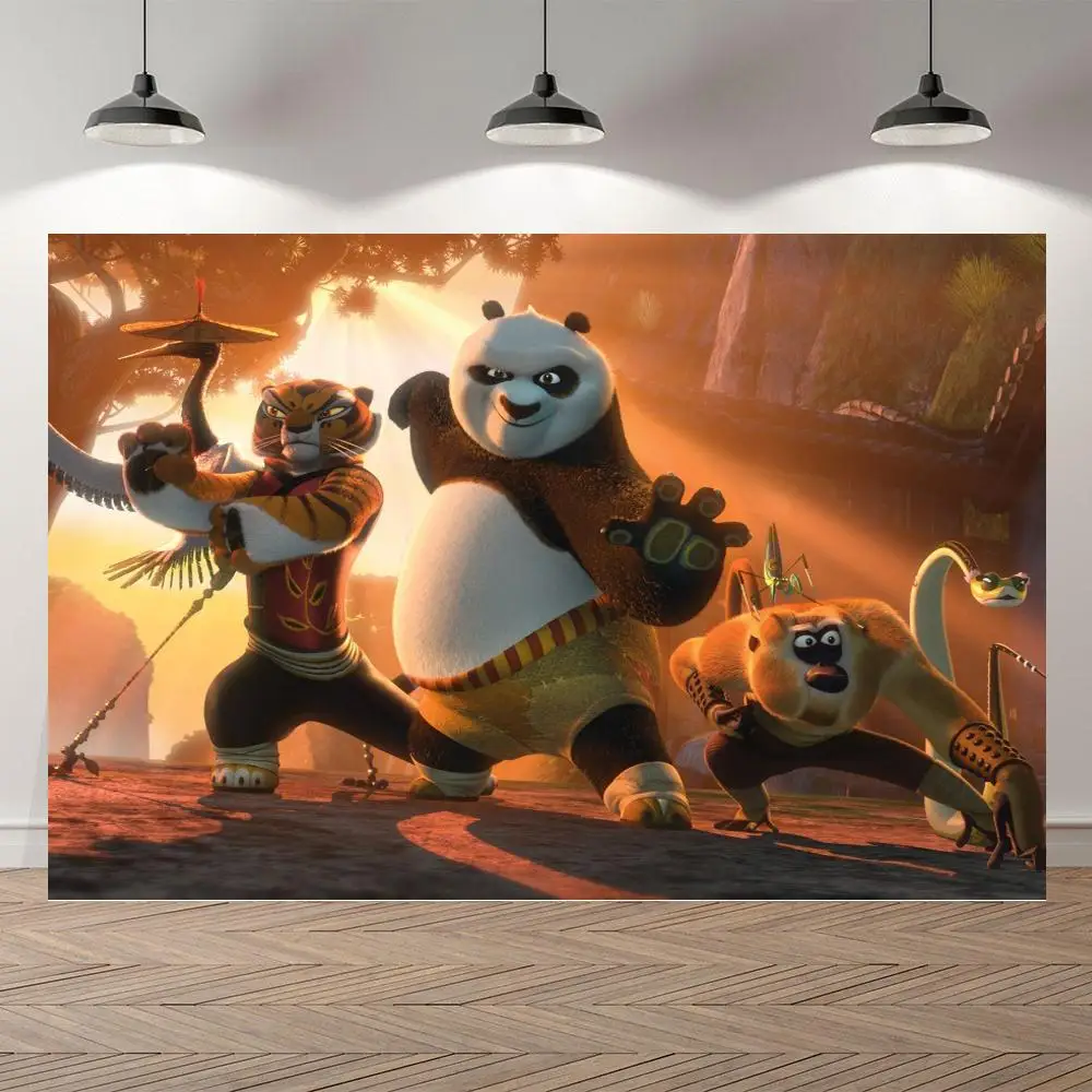 Kungfu мальчик мультфильм панда День Рождения декорации семейная фотография фон |