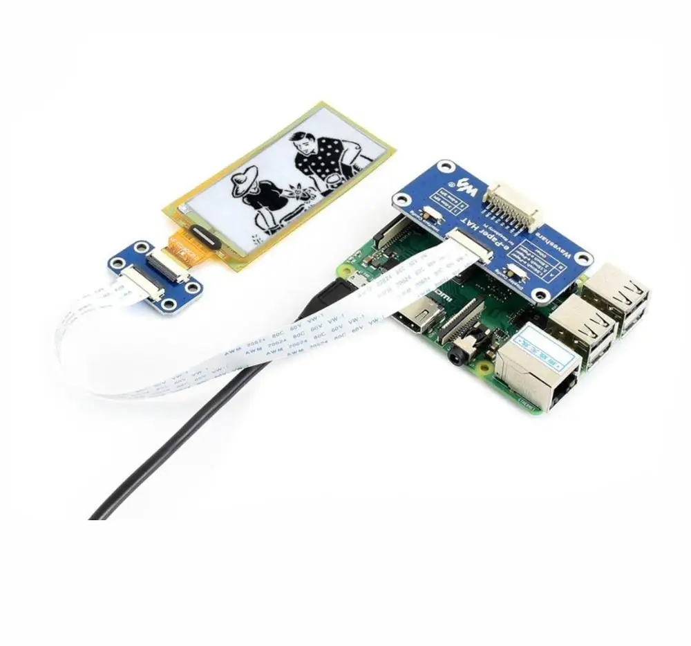 AiSpark 2,9 дюймовый гибкий E-Ink дисплей шляпа для Raspberry Pi