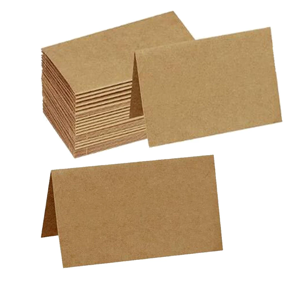 120pcs/set Vintage Blank Kraft Paper Wedding Table Number Name Card Place Cards Birthday Christmas Party Decoration Invitations