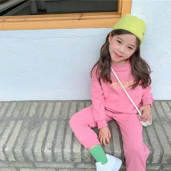 

2020 Wholesale Girls Boys 2 pcs Set Sweatshirt+Long Pants Spring Cotton Fashion Girls Suits 2-8t PY366