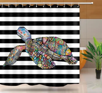 

Modern 3d Sea Turtle Waterproof Shower Curtain Ocean Animal Home Bathroom Curtains with 12 Hooks Polyester Fabric Bath Curtain