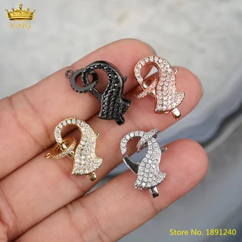 

5pcs CZ Micro Paved S Shape Open Lobster Clasps Carabiner Bracelet Jewelry,Fashion Ziron Lock Clasps For DIY Jewelry Findings