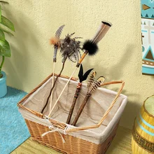 

Cat Toy Feather Long Teasing Stick Indian Style Bite-Resistant Teething Kitten Fun Baby Игрушки Для Кошек Mascotas Jouet Chat