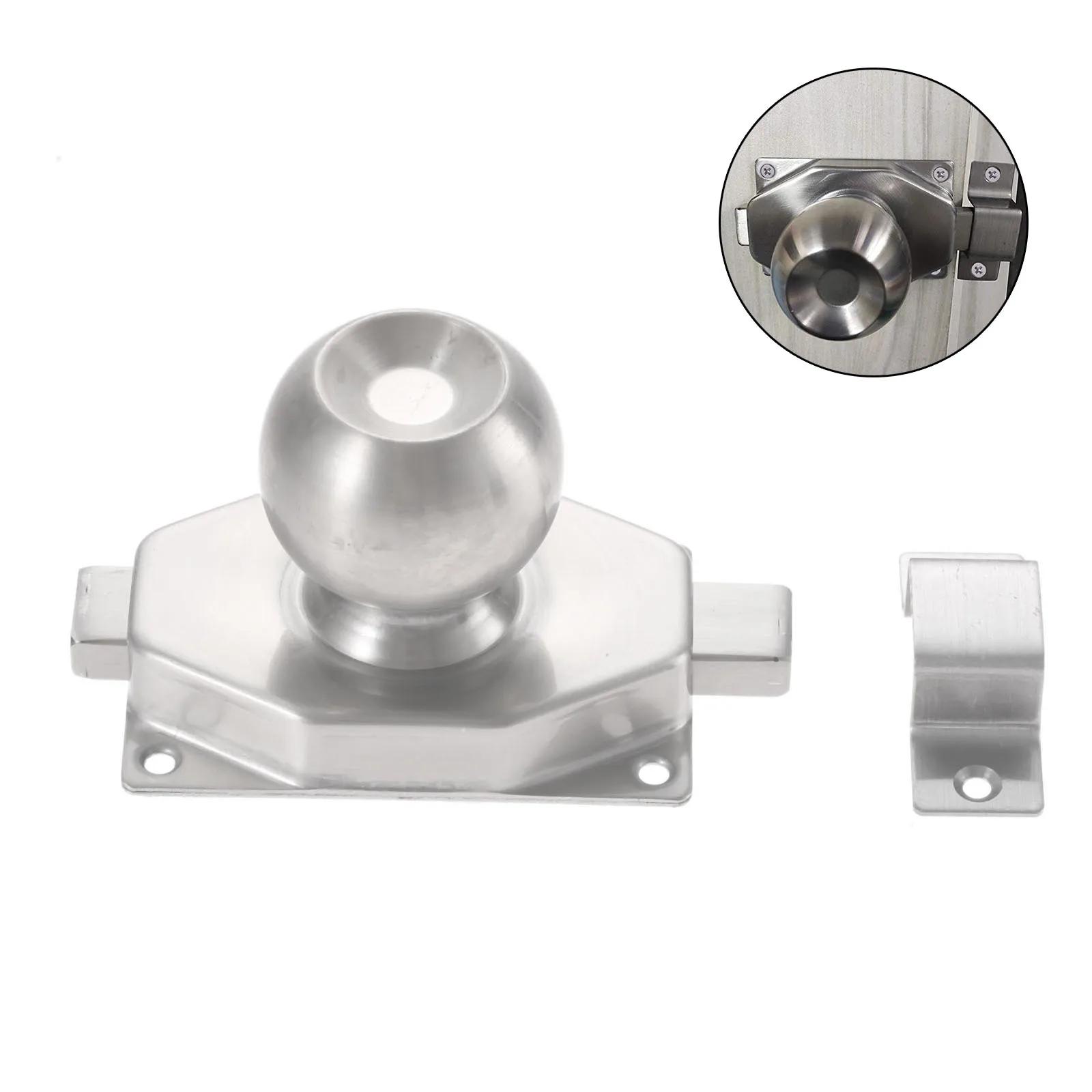 

Sliding Rotate Bolt Latch Lock, Stainless Steel Round Ball Gate Door Lock Solid Security Sliding Dead Latch Lock with Screws