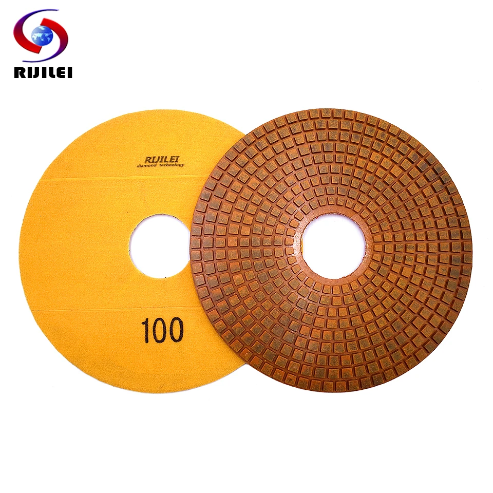 RIJILEI 350mm Super Diamond Polishing Pads 4 Steps Copper Metal Bond Wet Polishing Pad For Granite Marble Stone Grinding Discs