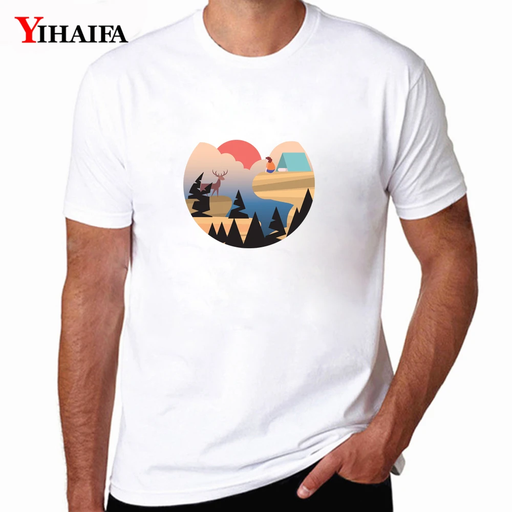

Casual Men T-Shirt Cartoon Forest Graphics Tees Short Sleeve O-Neck Casual Tops Mens Summer T Shirts Hombre