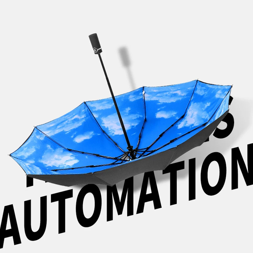 Сильный ветрозащитный двойной полностью автоматически складывающийся зонтик 10 к большой Стекловолоконный зонтик дождь для женщин мужчин бизнес Зонты