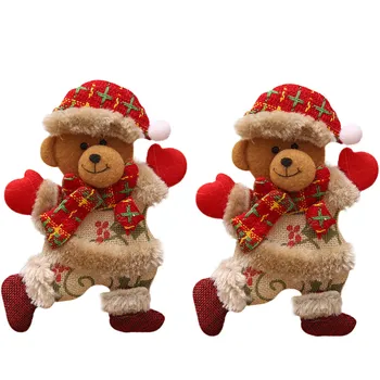 

2Pcs Bear Christmas Ornaments Xmas Furnishing Decoration Elk Snowman Tree Toy Doll Handmade Christmas Decor for Home Gift natal