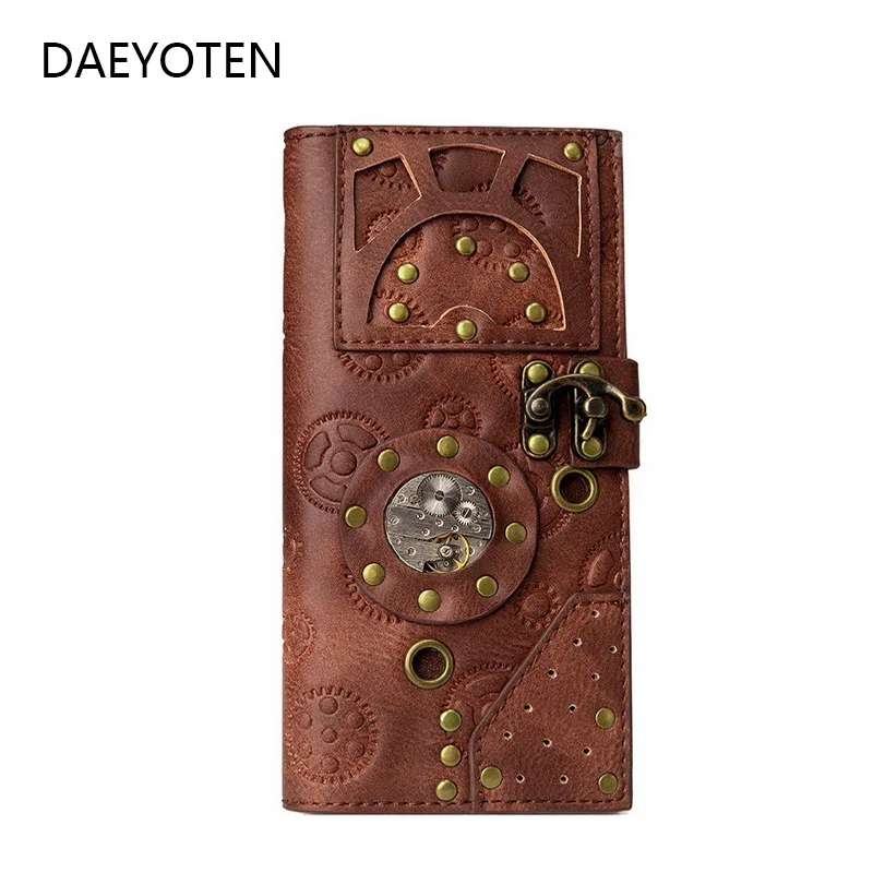 DAEYOTEN новые женские кошельки ретро стимпанк длинный мужской кошелек Готический с